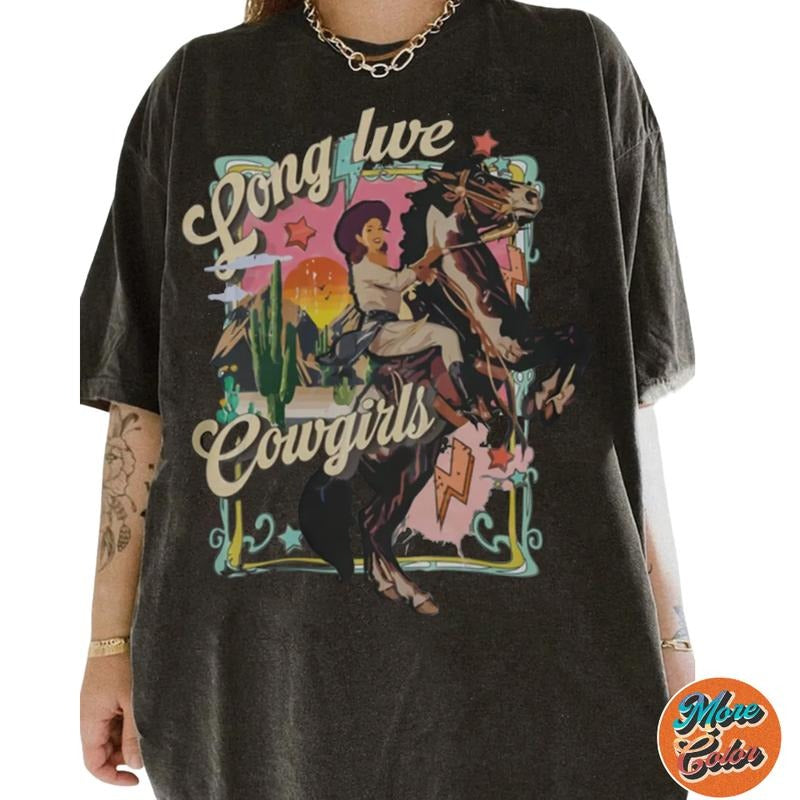 Cowgirl Western Movie Shirts, Cotton Unisex T-shirt, Crew Neck, Size S- 3XL, Menswear Top, Womenswear Top Underwear...