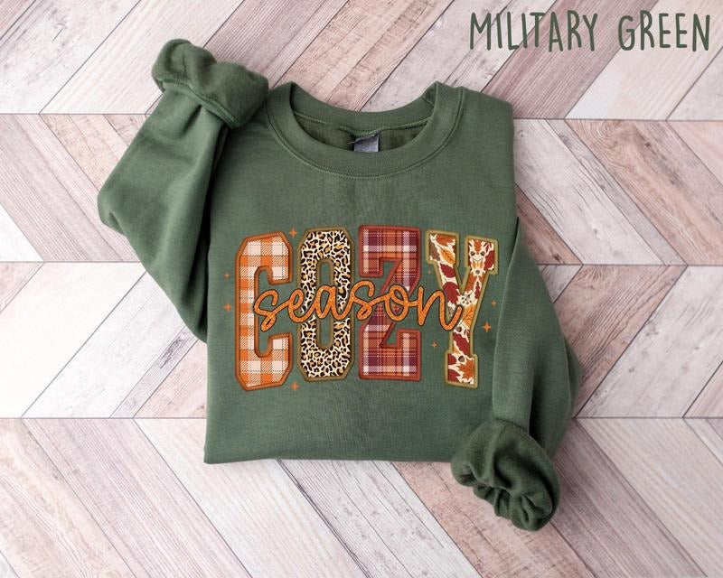 Cozy Season Sweatshirt Retro Fall Sweatshirt Get Cozy Sweatshirt Womens Fall Sweaters Fall Graphic Tee Women Fall...