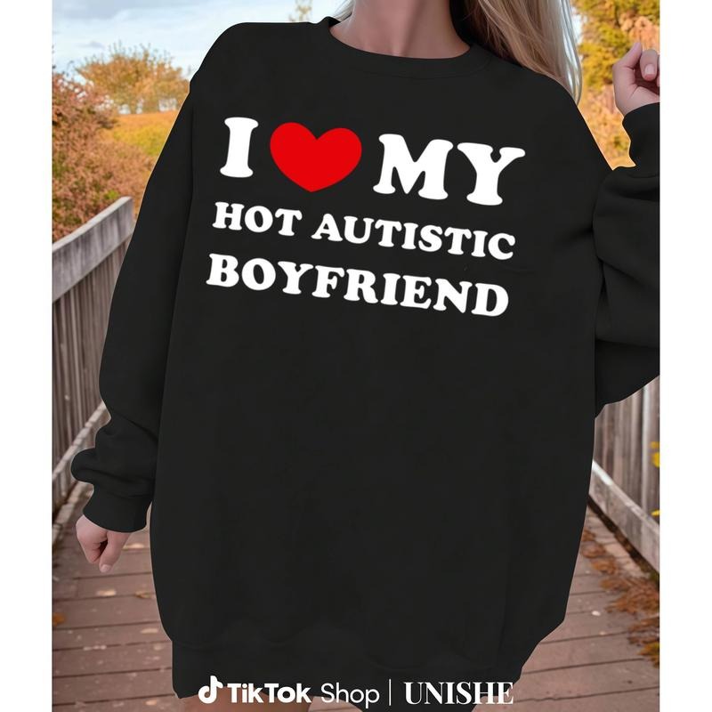 Cozy Unisex Sweatshirt with 'I Love My Hot Autistic Boyfriend' Print T-Shirts, Hoodie | UrbanDripWear.com