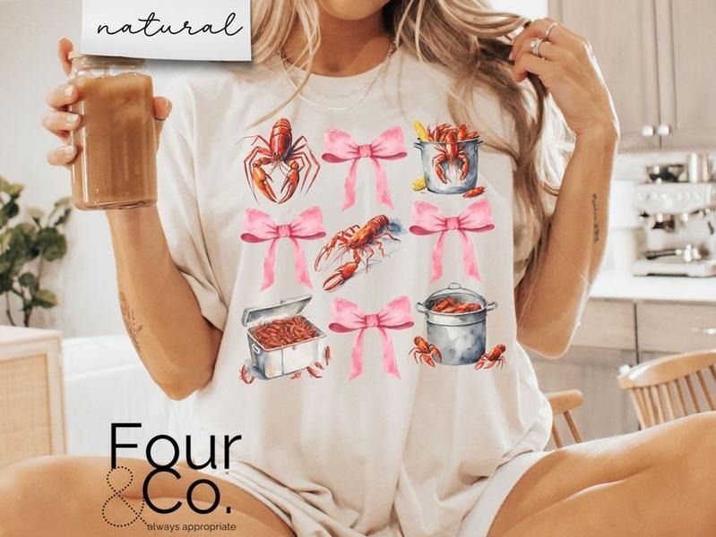 Crawfish Boil Shirt, Crawfish Shirt, Crawfish Coquette Shirt, Louisiana Coquette Shirt Hoodie, Sweatshirt | UrbanDripWear.com