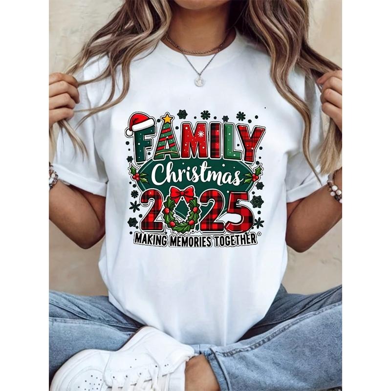 Crazy 2025 Family Christmas Print Oversized Cotton T-Shirt, Soft And Breathable, Casual Crew Neck Short Sleeves cotton...