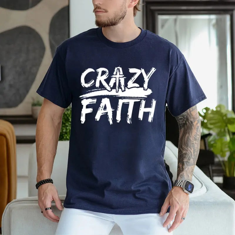 Crazy Faith Pure Cotton Fabric Casual Streetstyle Crew Neck Short Sleeve T-Shirt Trendy Tops for Women for Men Hoodie,...