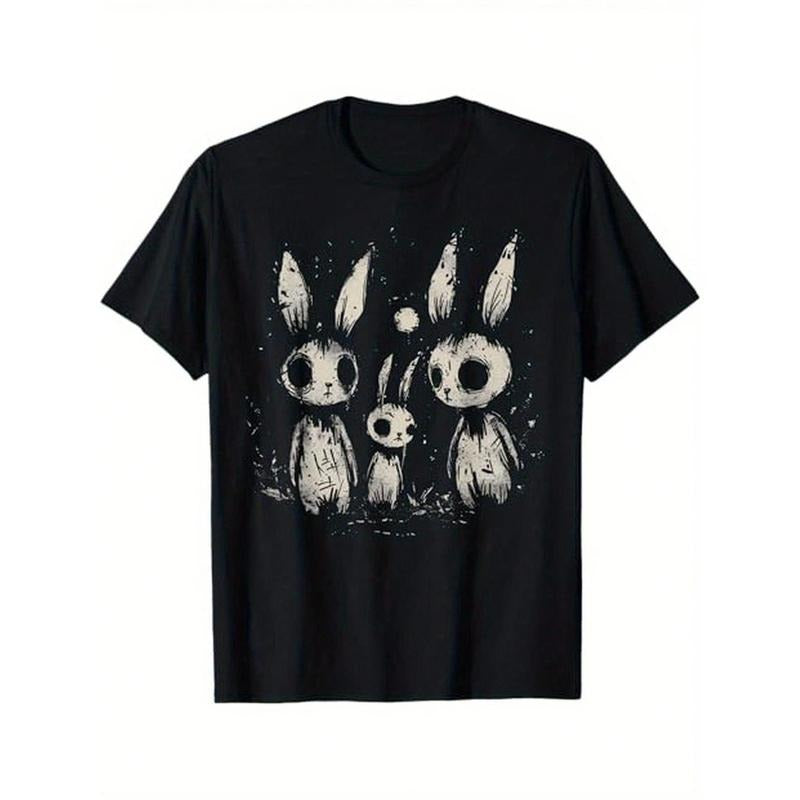 Creepy Cute Bunny Rabbits Horror Goth Grunge Alt Aesthetic Themed T-Shirt. Suitable As A Halloween Gift For People Who...