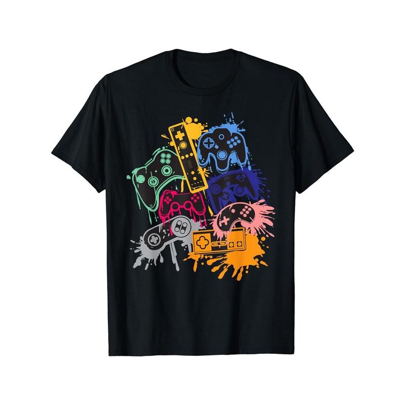 Crew Neck Game Console Print Men's Fashionable Summer Short Sleeve Sports T-shirt, Comfortable And Versatile made in usa...