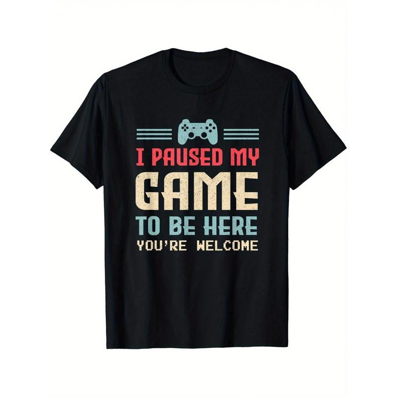 Crew neck game print men's summer short-sleeved sports T-shirt, comfortable and versatile220g made in usa Hoodie, Sweatshirt