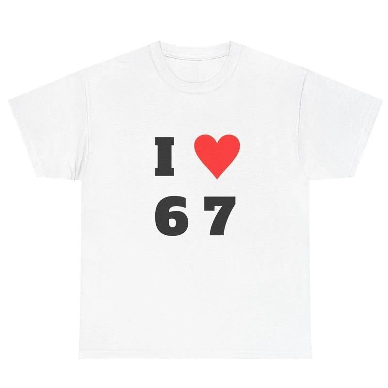 Crewneck Graphic T-shirts - I Heart 6 7 Unisex T-Shirt, Graphic Tee, Casual Shirt, Funny Tee for Men and Women Menswear...