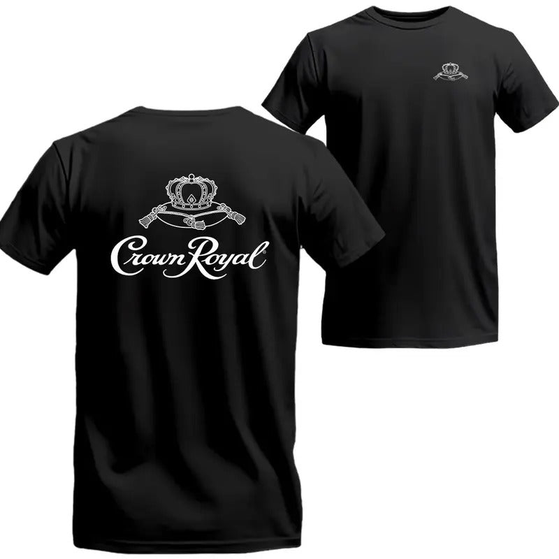 Crown Royal Black And White Logo T-shirt, Crown Royal Short Sleeve Tee, Beer Shirt Viral Menswear Top - Trendy Shirt -...