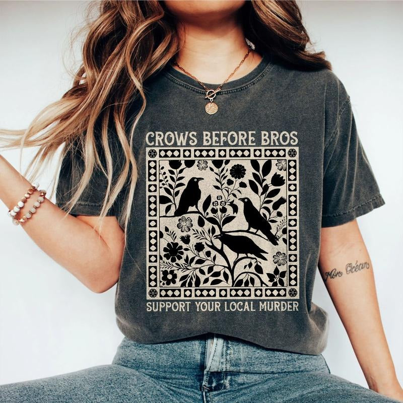 Crows Before Bros Shirt, Funny Halloween Shirt, Crow Lover Sweatshirt, Support Your Local Murder Shirt, Crow Halloween...