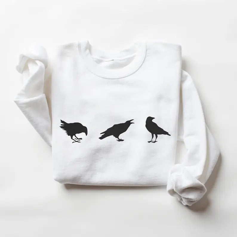 Crows Sweatshirt, Gothic Raven Pullover, Dark Academia Aesthetic, Crow Lover Gift, Unisex Casual Crewneck T-Shirts, Hoodie