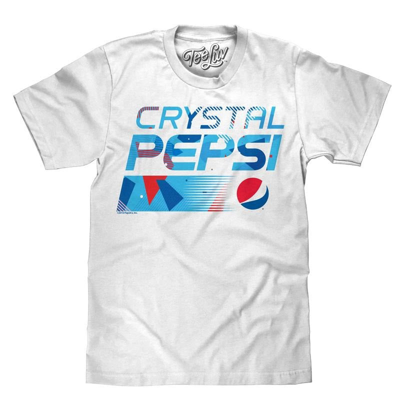 Crystal Pepsi Throwback Logo T-Shirt - White graphic tee 90s Hoodie, Sweatshirt | UrbanDripWear.com