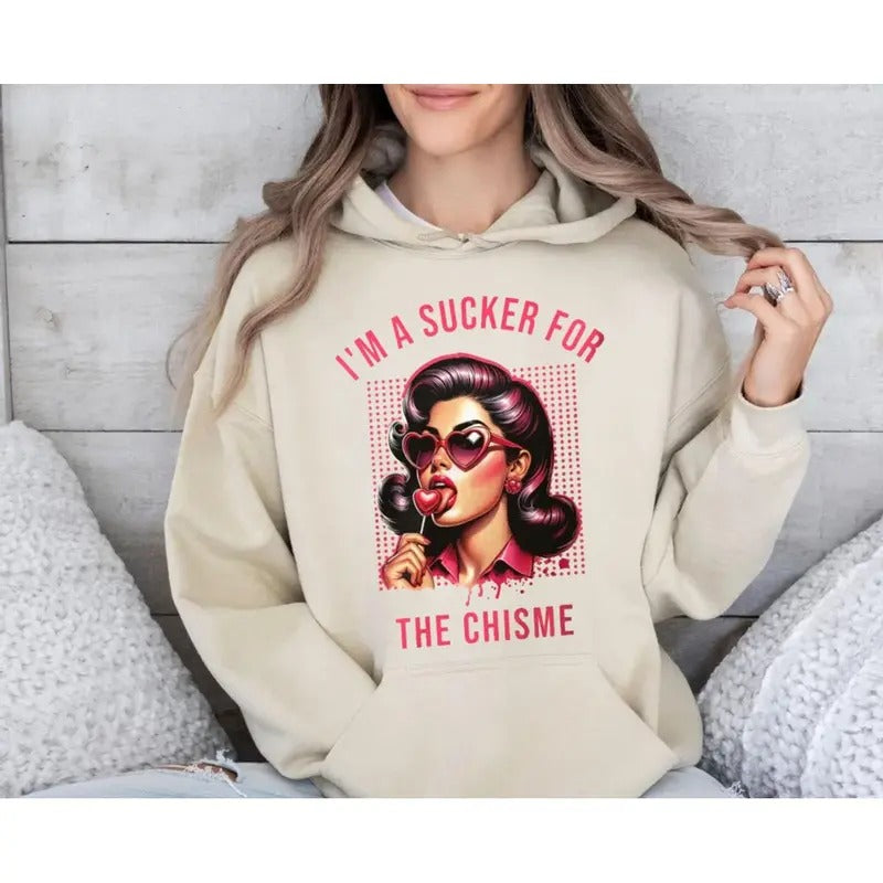 Cupid Chismosa Sweatshirt, Chisme Funny Gift, Mexican Latina Hispanic Craft Valentines Day Cute Retro Graphic Drink...