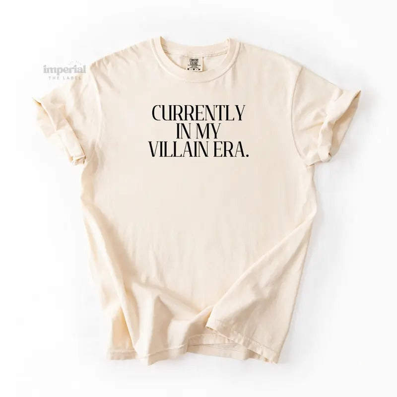 Currently In My Villain Era Comfort Colors T-Shirt, Oversized Vintage-Washed Tee, Soft Garment-Dyed Cotton, Aesthetic...
