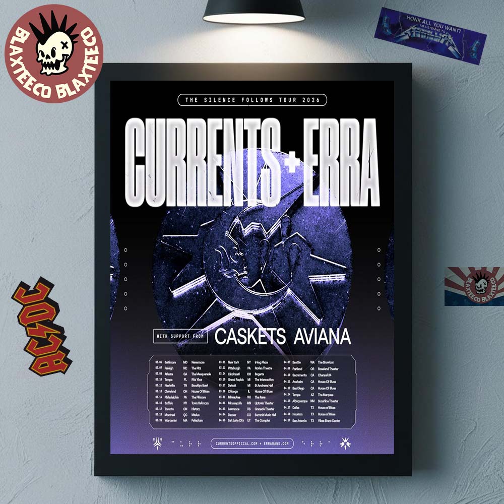 Currents And Erra The Silence Follows Tour 2026 Spring Tour Schedule Dates Home Decor Poster Canvas