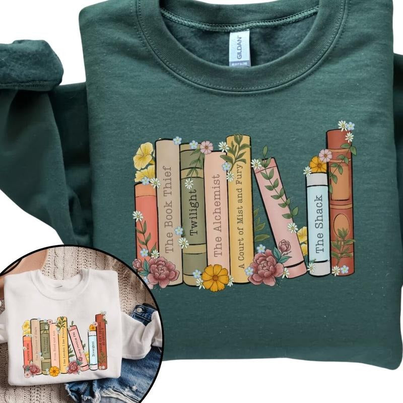 Custom Bookshelf Sweatshirt, Personalized Book Crewneck, Gift for book lover T-Shirts, Hoodie | UrbanDripWear.com
