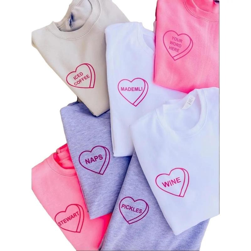 Custom Candy Heart Graphic Sweatshirt T-Shirts, Hoodie | UrbanDripWear.com