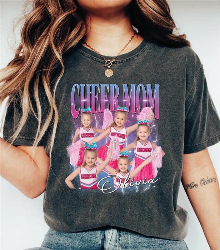 Custom Cheer Mom Shirt, Custom Photo Cheer Mama Tshirt, Game day Cheer Leading Your Own Pictures Shirt, Custom Mom Cheer...