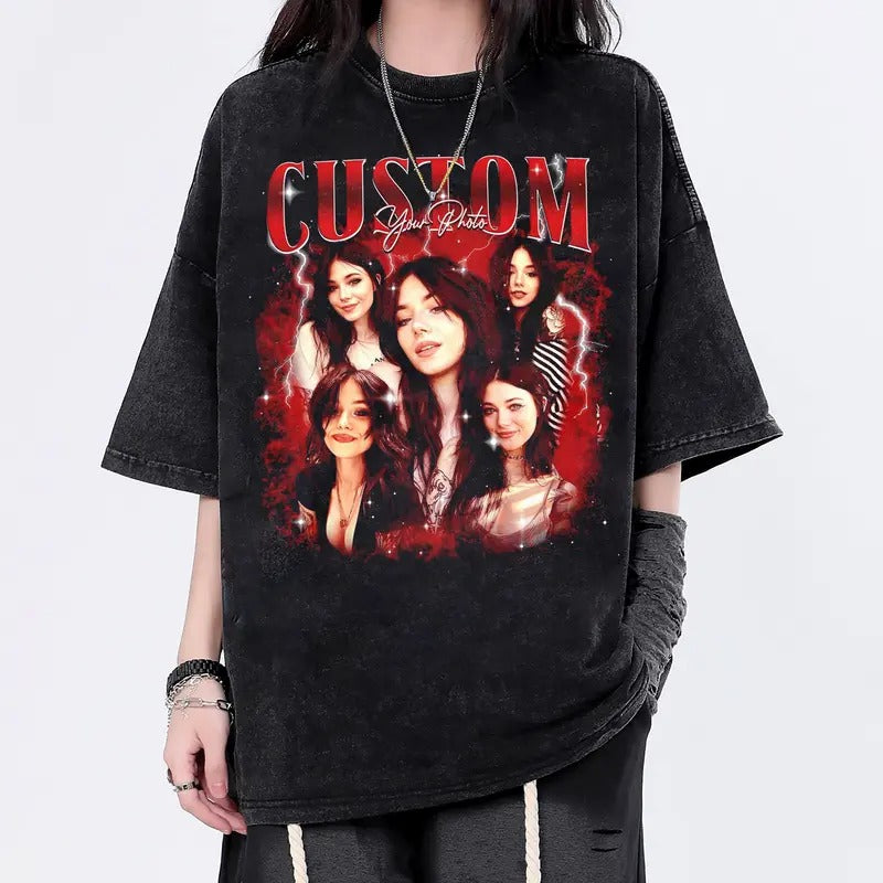 Custom Comfort Colors Girlfriend T-Shirt with Personalized Photo Print, Unisex Loose Fit Graphic Tee Top Womenswear...