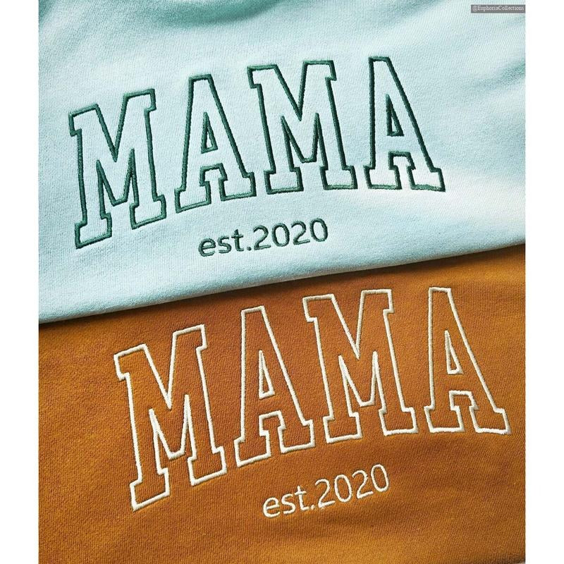 Custom Embroidered Mama Sweatshirt with Kids Name on Sleeve, Personalized Mom Sweatshirt , Global Trending Outfits...