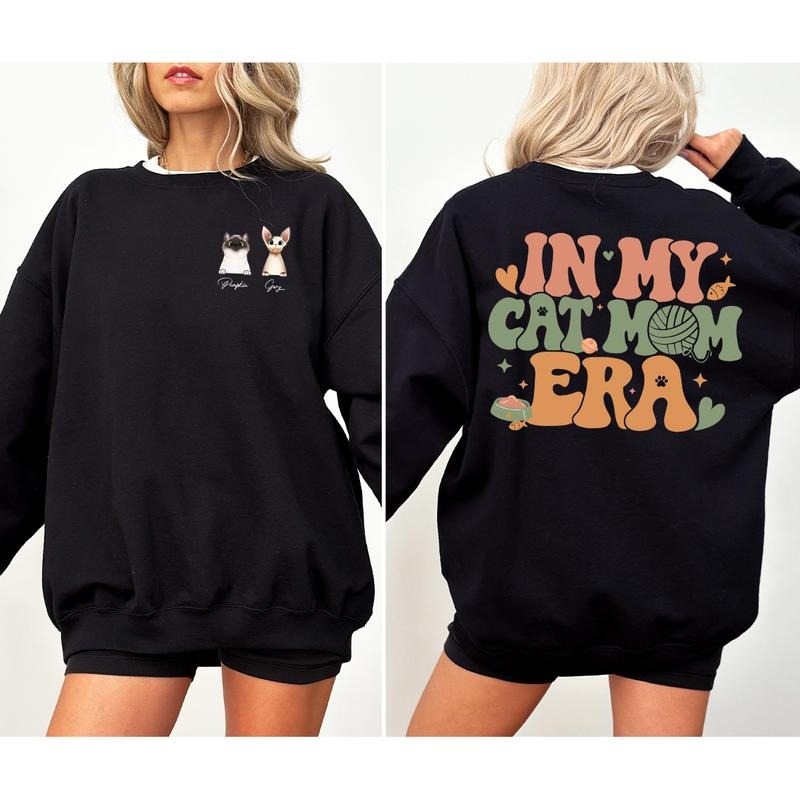 Custom In My Cat Mom Era Sweatshirt, Personalized Cat Mom Shirt, Cat Mom Sweatshirt, Cat Mama Shirt, Cat Mom Custom...
