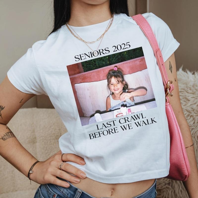 Custom Last Crawl Before We Walk Grad Baby Tee,Senior Baby Tee, Graduate Y2K Shirt,Graduation 2025, Sorority Grad...