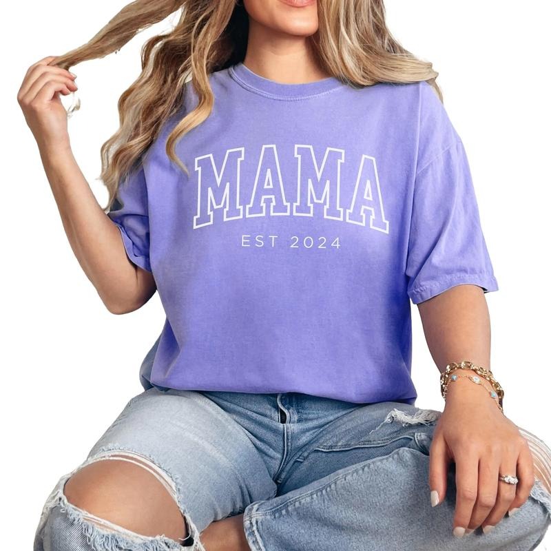 Custom Mama Shirt, Mama Est 2024 Shirt, Comfort Colors Mom Shirt, Gift for Mom Hoodie, Sweatshirt | UrbanDripWear.com