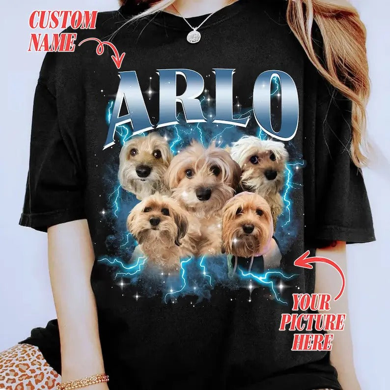 Custom Photo Dog Bootleg 90s Shirt, Custom Bootleg Rap Tee Shirt, Custom Pet Photo Your Own Bootleg Shirt, Change Design...