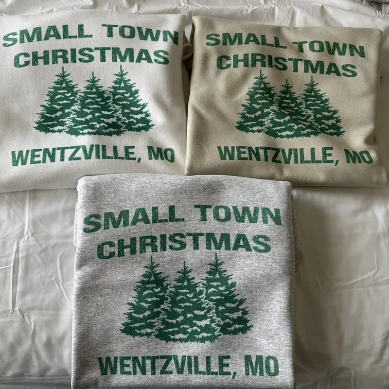 Custom Small Town Christmas Sweatshirt Christmas Sweatshirt Comfy Sweatshirt T-Shirts, Hoodie | UrbanDripWear.com