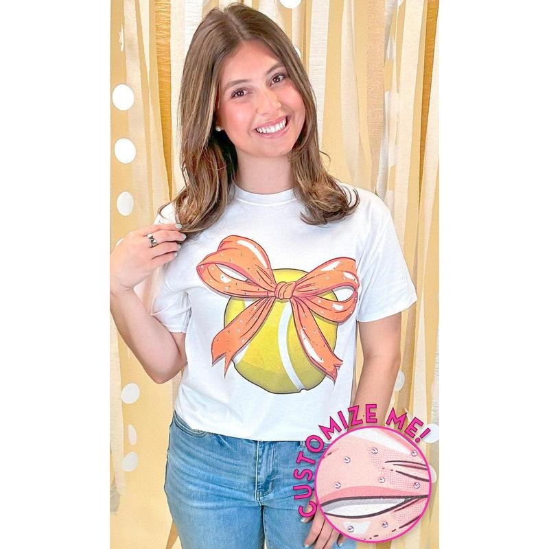 Custom Tennis Bow Rhinestone Graphic T-Shirt Hoodie, Sweatshirt | UrbanDripWear.com
