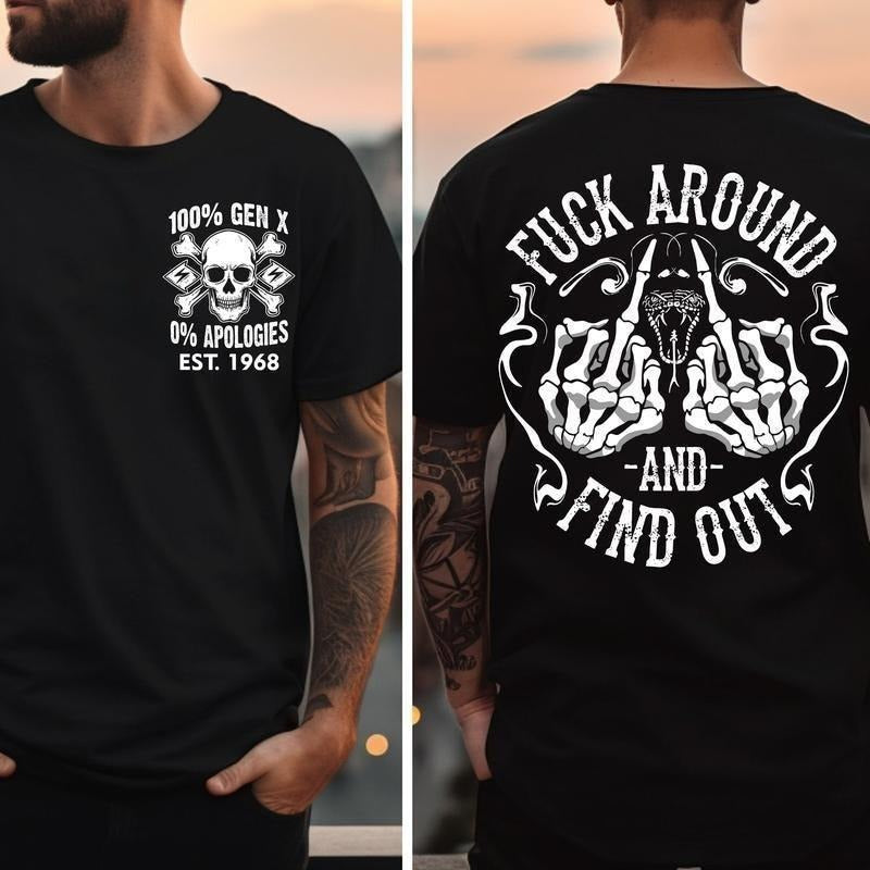 Custom Year Fuck Around And Find Out T-shirt Skeleton Heart Sweasthirt Skeleton Fuck Hoodie Adult Humor Shirt Double...