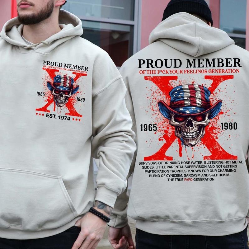 Custom Year Generation X Skull Hoodie New Version, Fafo Generation, Raised on Hose Water and Neglect, 100% Cotton,...