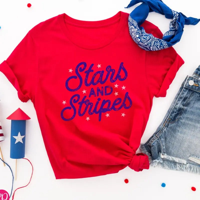 Cute 4th Of July T-shirt, Stars And Stripes Tee, Red White And Blue Shirt Hoodie, Sweatshirt | UrbanDripWear.com