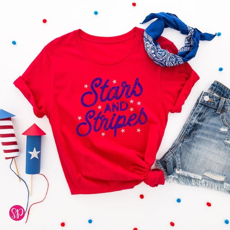 Cute 4th of July T-Shirt, Stars and Stripes Graphic Tee, Red White and Blue Shirt Hoodie, Sweatshirt | UrbanDripWear.com