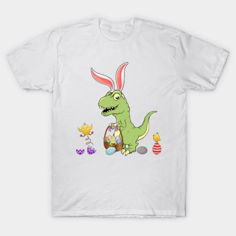 Cute Baby Dinosaur with Easter Basket and Bunny Ears T-Shirt Hoodie, Sweatshirt | UrbanDripWear.com