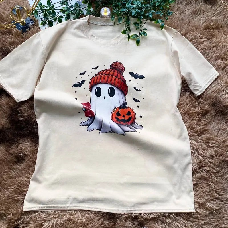 Cute Boo Ghost Reading Books Shirt, Hallowen Shirt,  Cute Fall Shirt, Spooky Season Hoodie, Sweatshirt | UrbanDripWear.com