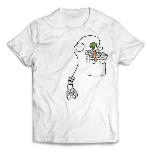 Cute Bunny Rabbit Bungee Jumping from Pocket - Short-Sleeve Unisex T-Shirt Made in USA Hoodie, Sweatshirt | UrbanDripWear.com