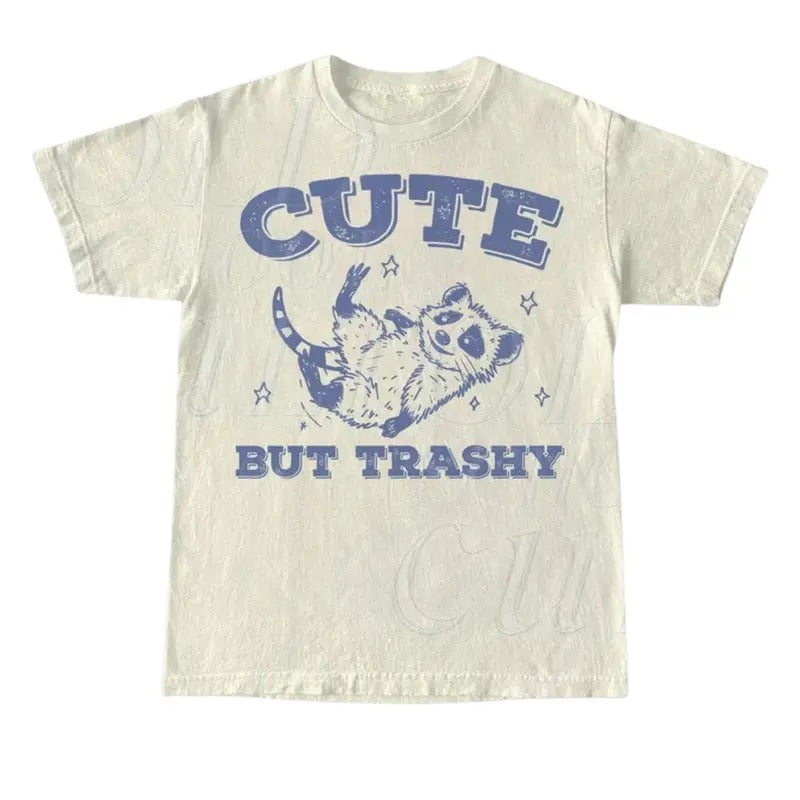 Cute But Trashy Vintage T Shirt, Retro 90s Possum Shirt, Raccoon Space Tee, Funny Unisex Adult T Shirt, Gag Animal Gifts,...