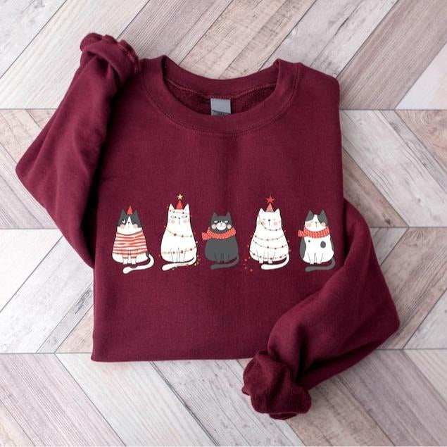 Cute Cat Christmas Sweatshirt, Cat Lover Gift For Christmas, Womens Christmas Sweatshirt, Holiday Sweatshirt, Cat Mommy...