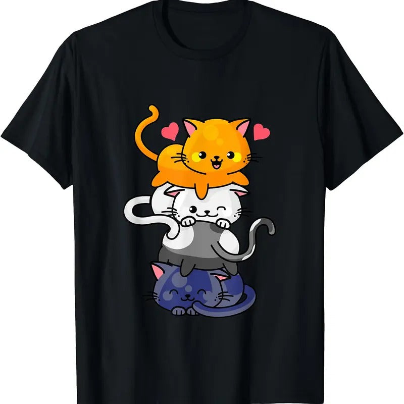 Cute Cat For Women Girls Kitty Pile Cats Anime Kawaii Neko TShirt Hoodie, Sweatshirt | UrbanDripWear.com