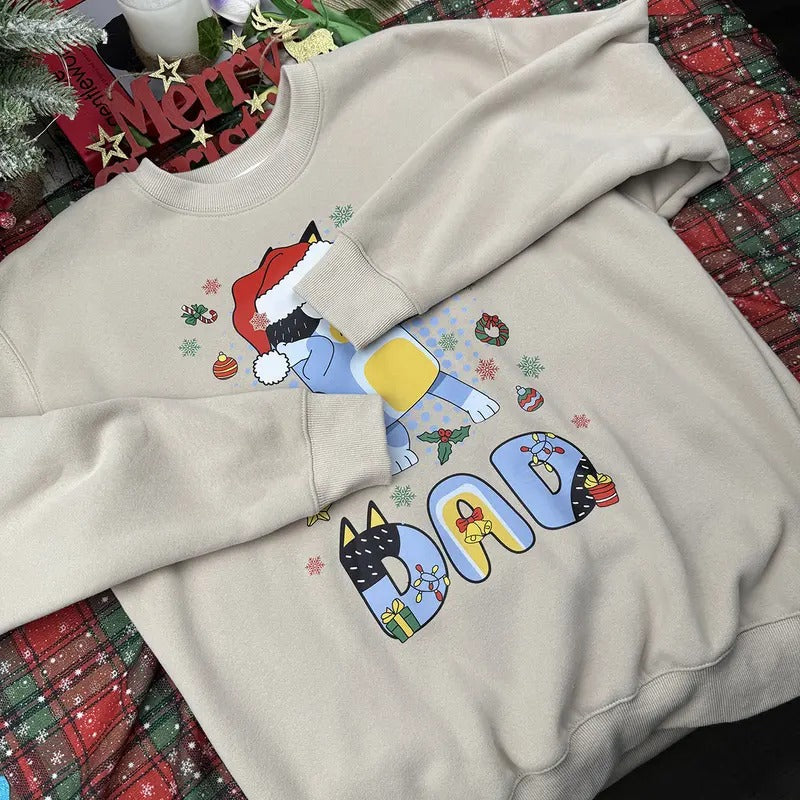 Cute Christmas Dad Crewneck Sweatshirt, Christmas Family Matching Shirt, Christmas 2024 Gifts Hoodie | UrbanDripWear.com