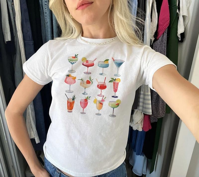 Cute Cocktail Martini Baby Tee, Summer Cocktail Baby Tee, Aesthetic Baby Tee, Cocktail Tee Shirt Hoodie, Sweatshirt