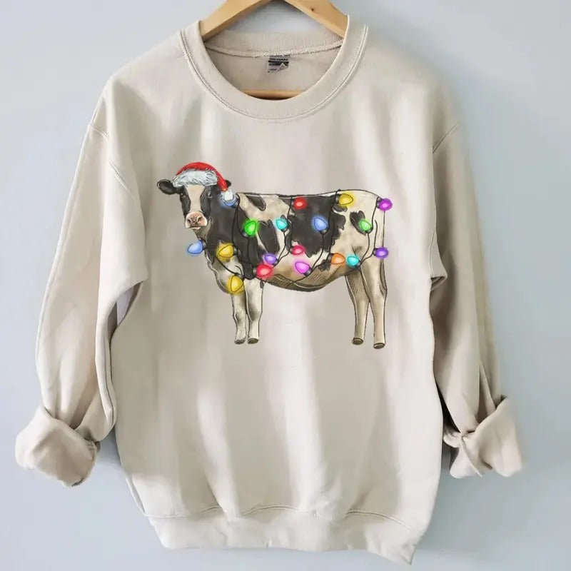 Cute Cow Christmas Sweatshirt Funny, Christmas Sweater T-Shirts, Hoodie | UrbanDripWear.com