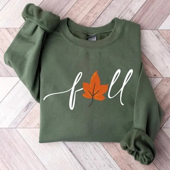 Cute Fall Leaf Sweatshirt, Fall Cute Gift Sweatshirt, Fall Sweatshirt, Women Fall Shirt, Autumn Sweatshirt, Autumn Gift...