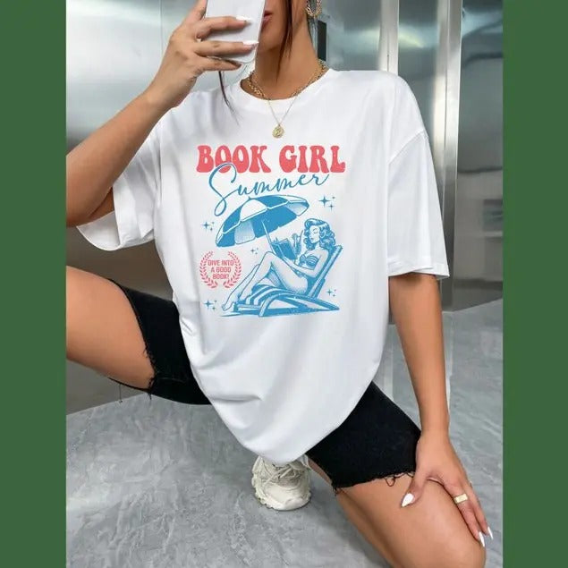 Cute Hoodies For Girls Book Girl Summer Shirt | Beach Book Lover Summer Bookish Funny Reader Oversized Beach Shirt...