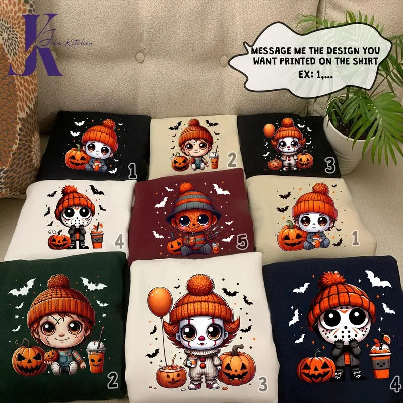 Cute Horror Shirt, Cute Horror Fall Character, Horror Characters Friend Shirt, Horror Movie Hoodie, Chucky, Ghostface,...