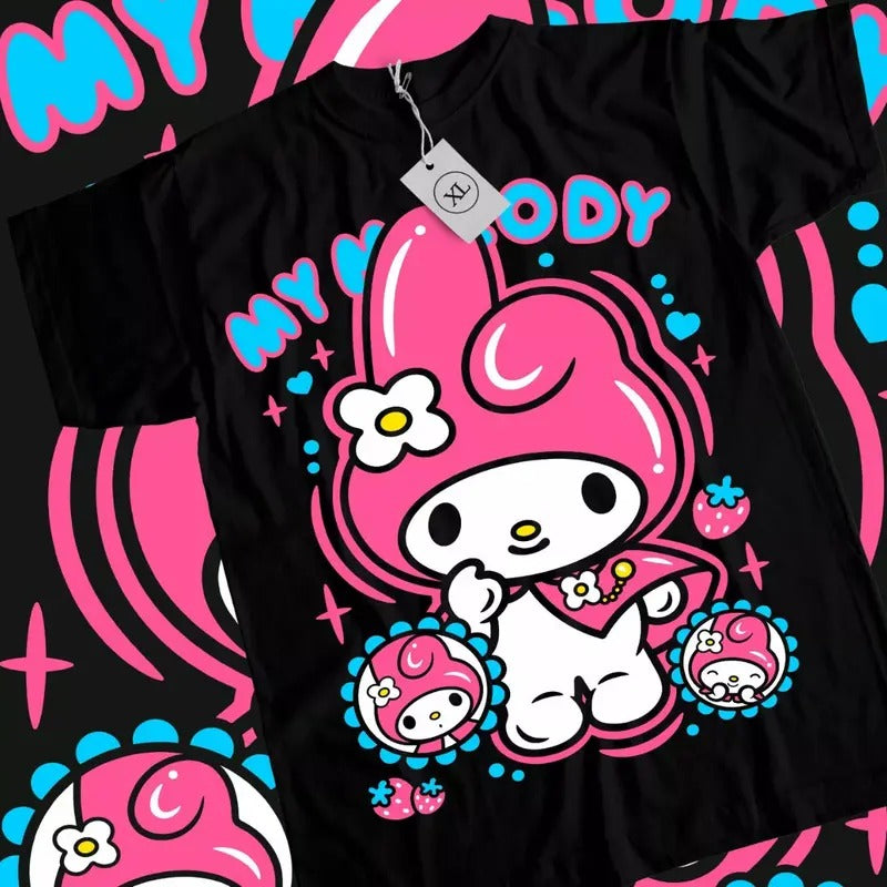 Cute My Melody Anime T-Shirt & Sweatshirt, Animated Kawaii Graphic Tee, Anime Manga Lover Gifts Ball Comfort Hoodie