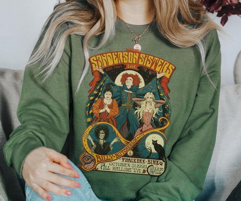 Cute Retro Alternative Boho Halloween Sweatshirt,Grunge Spooky Unisex Sweater,Vintage Horror Movie Graphic Shirt,Vintage...