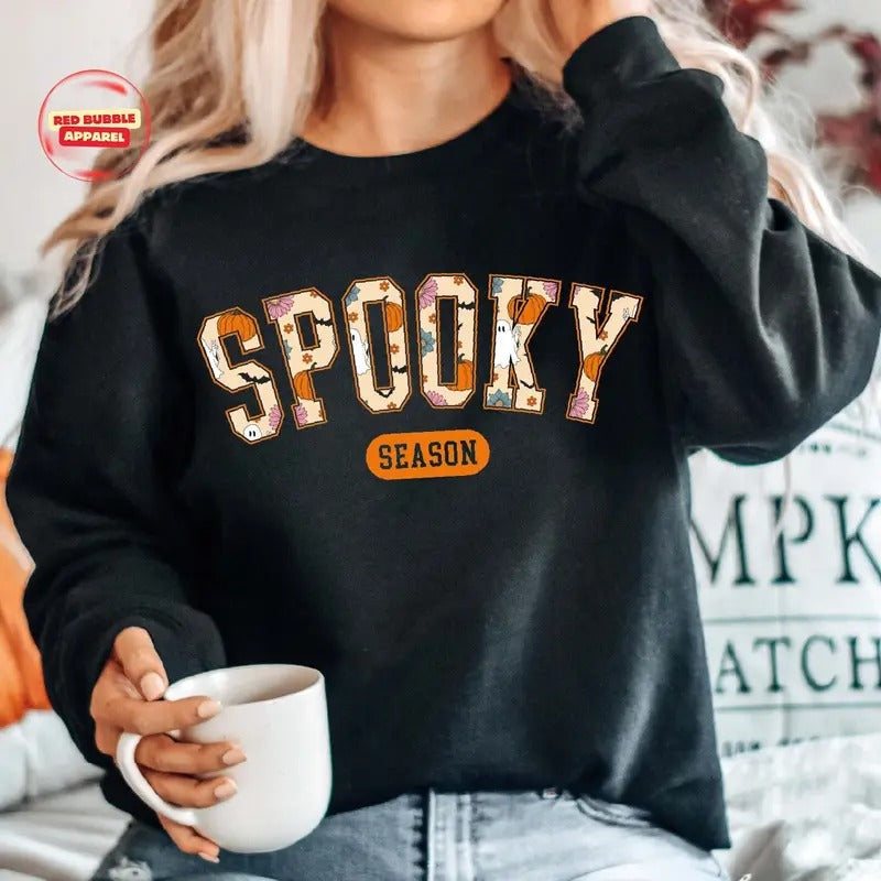 Cute Spooky Season Sweatshirt,Halloween Sweatshirt, Womens Halloween Sweatshirt, Cute Fall Sweater, Gift For Halloween...