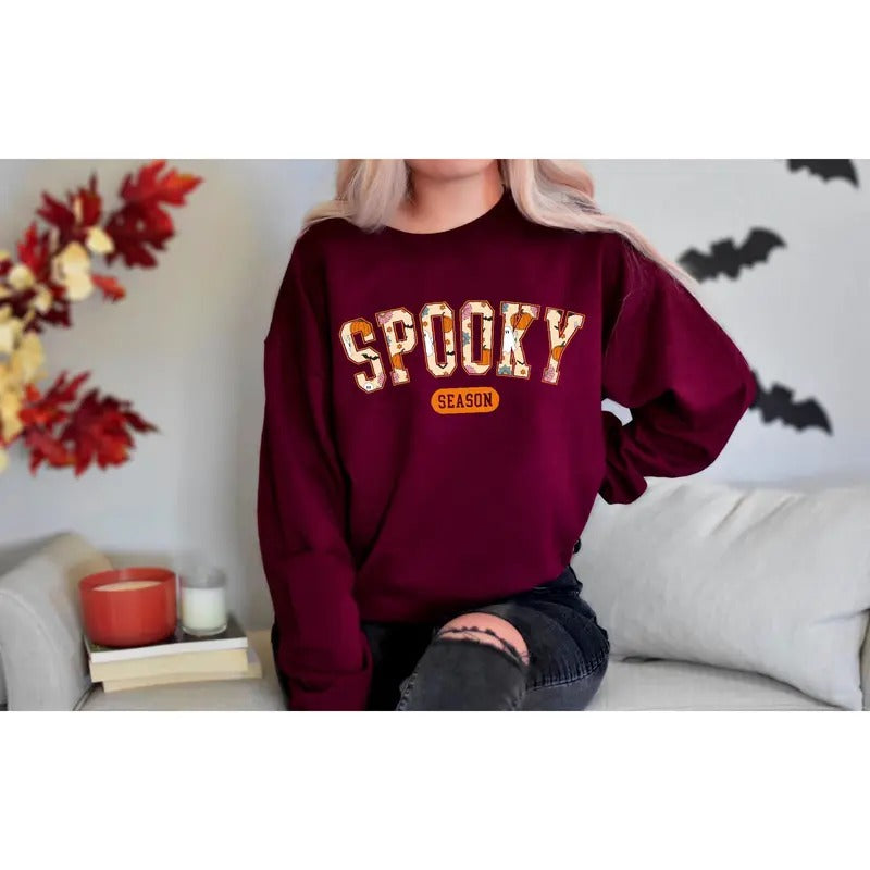 Cute Spooky Season Sweatshirthalloween Sweatshirt Womens Halloween Sweatshirt Cute Fall Sweater Gift For Halloween Spooky...
