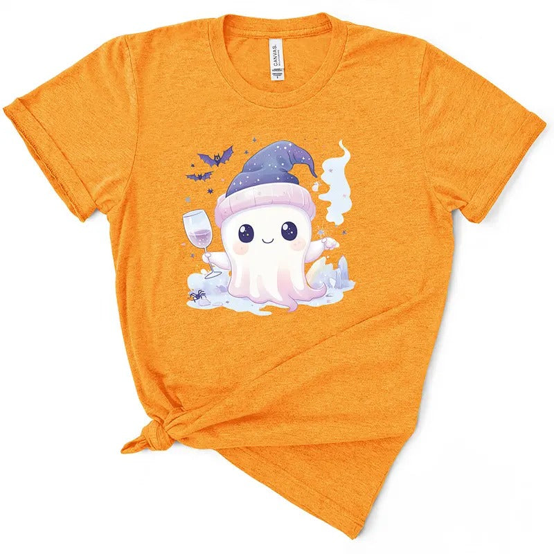 Cute Wine Drinking Ghost Halloween TShirt Casual Comfort Hoodie, Sweatshirt | UrbanDripWear.com