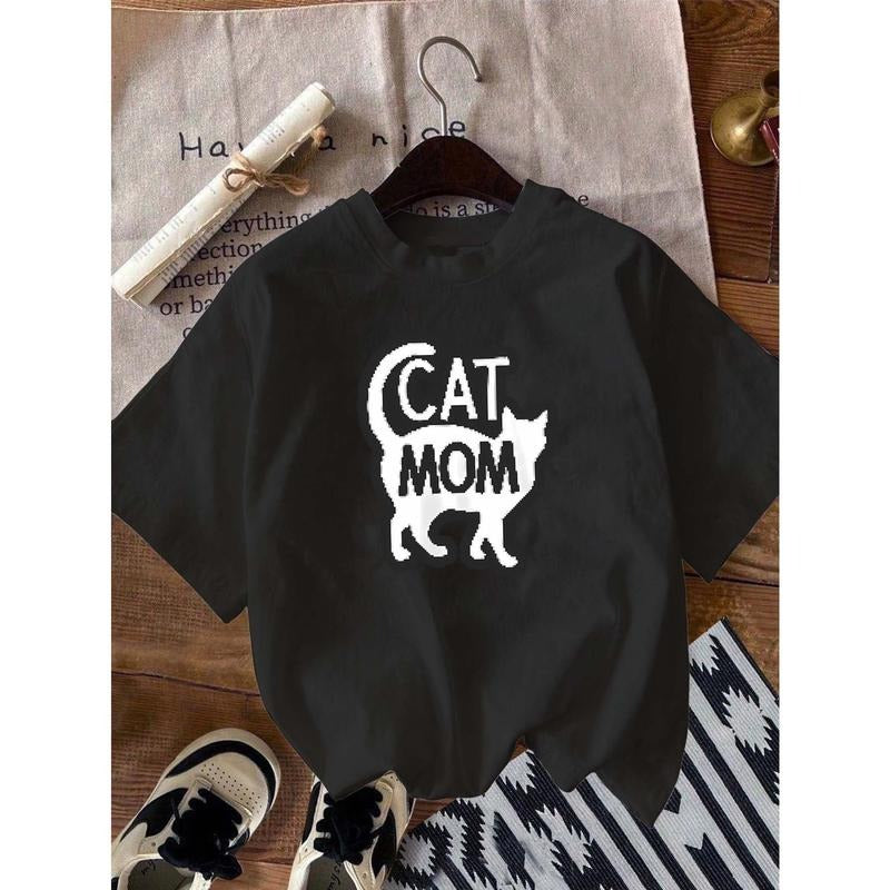 Cute and Trendy T - Shirt: "CAT MOM" with Adorable Cat Silhouette Design Hoodie, Sweatshirt | UrbanDripWear.com